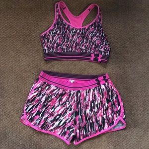 Under Armour running shorts and bra set